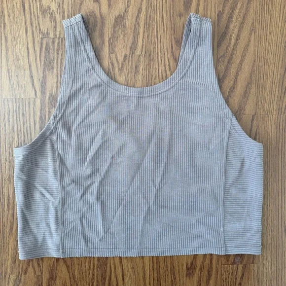Lululemon Ribbed Softstreme Cropped Tank Top in Taupetastic NWOT Size 12 - Picture 3 of 12